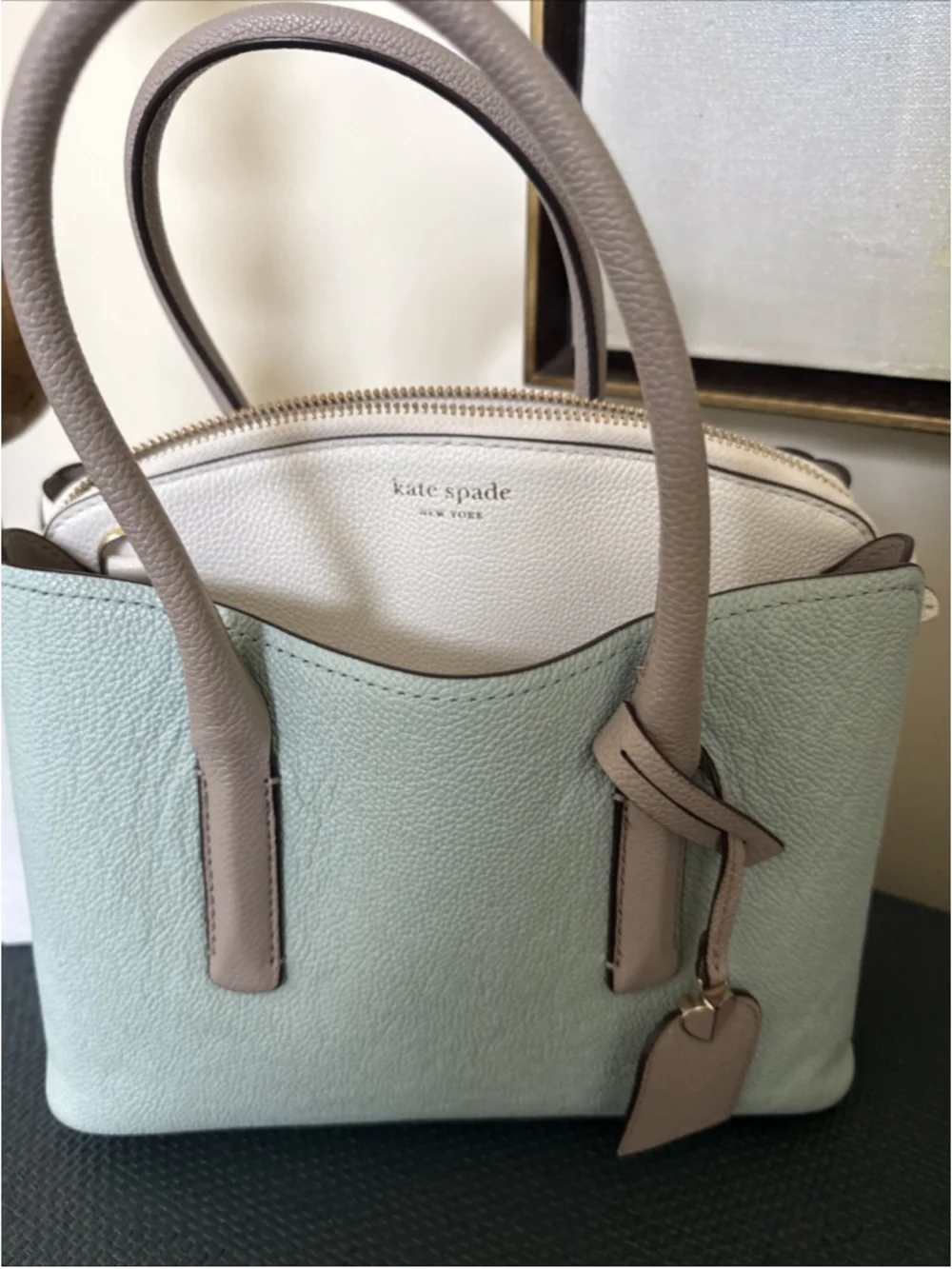 Kate Spade New York Margaux Leather Mini Satchel Tote 2 Tone In Cloud Mist NWOT - Picture 1 of 11